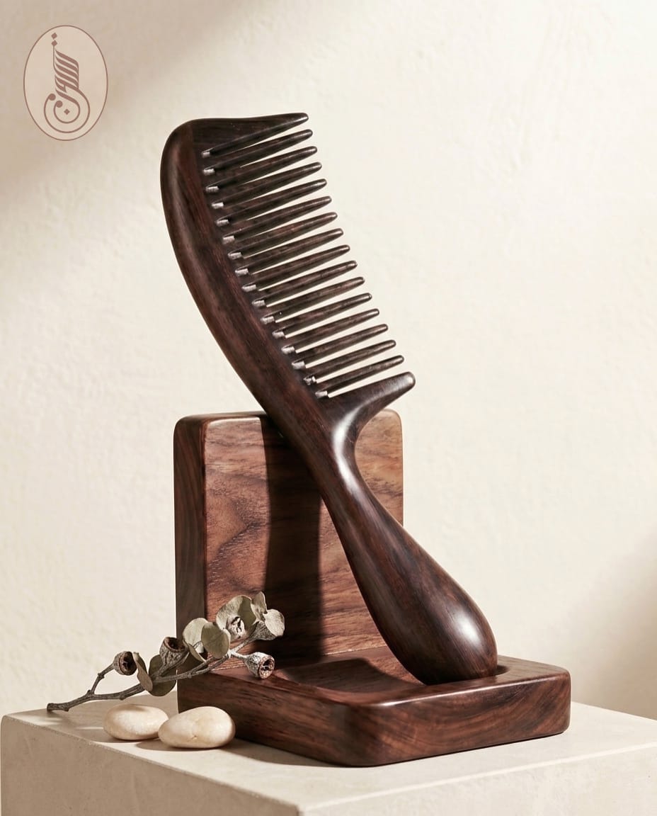 17-teeth black ebony wood smooth comb