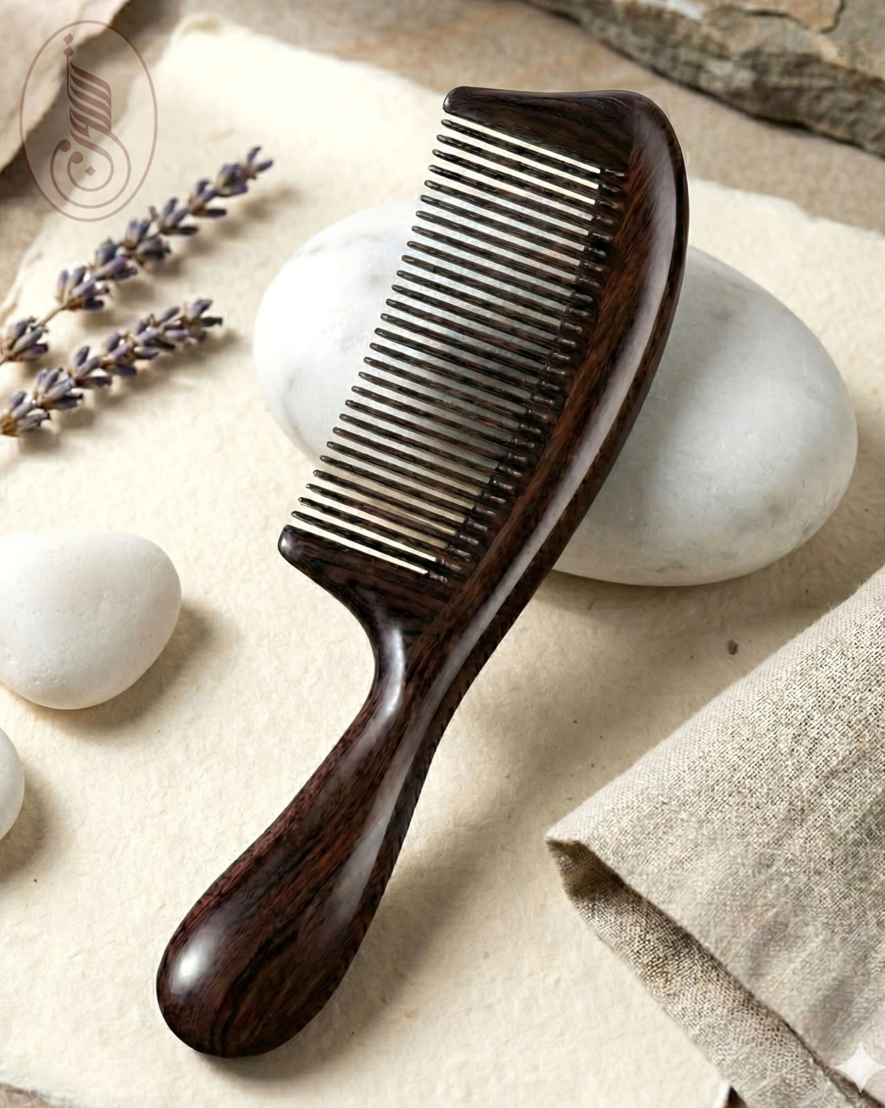 30-teeth black ebony wood smooth comb