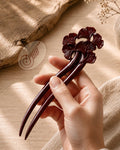 Handcrafted rosewood flower hair pin